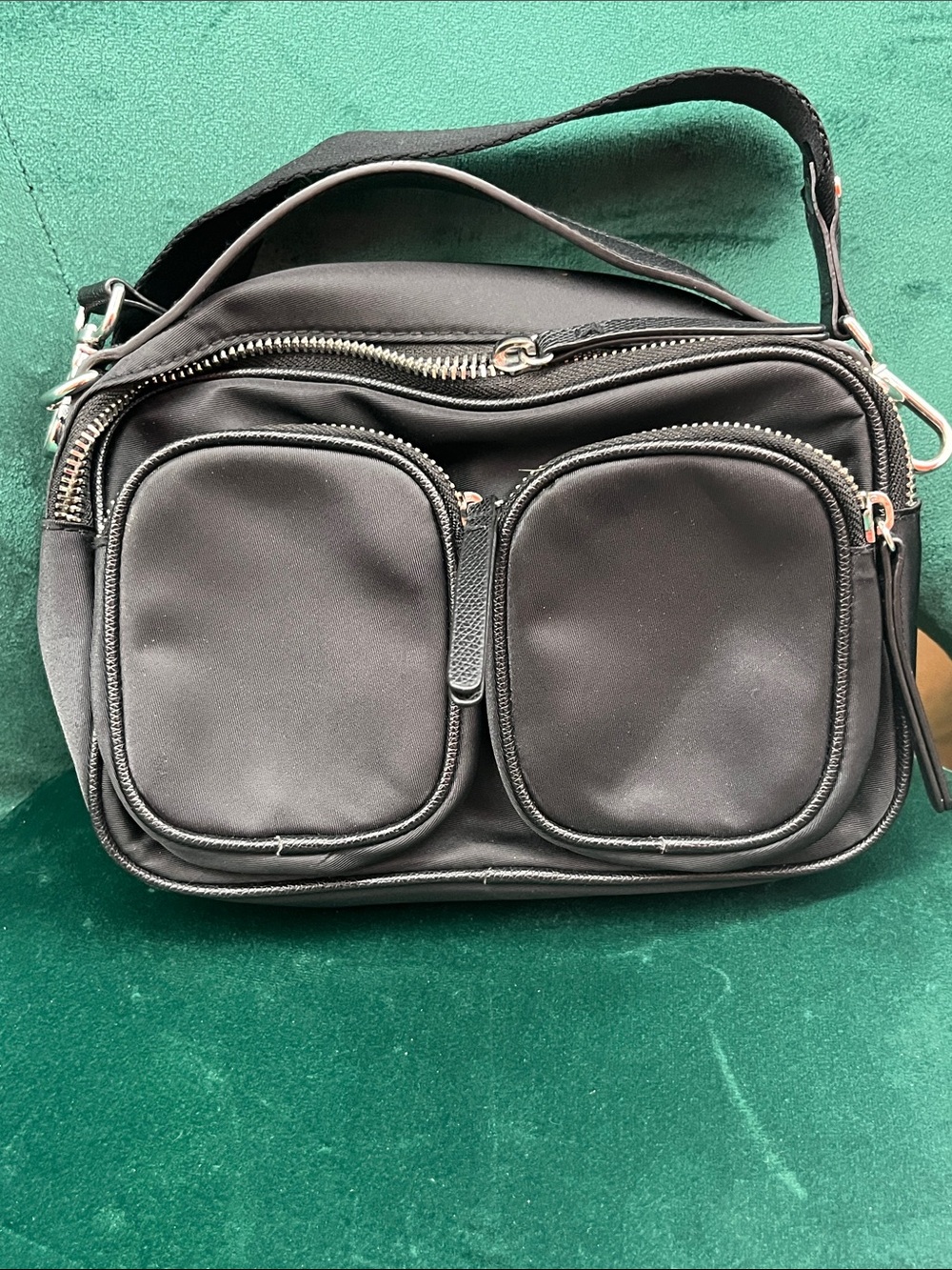 H&M Black Crossbody Bag with Dual Front Pouches